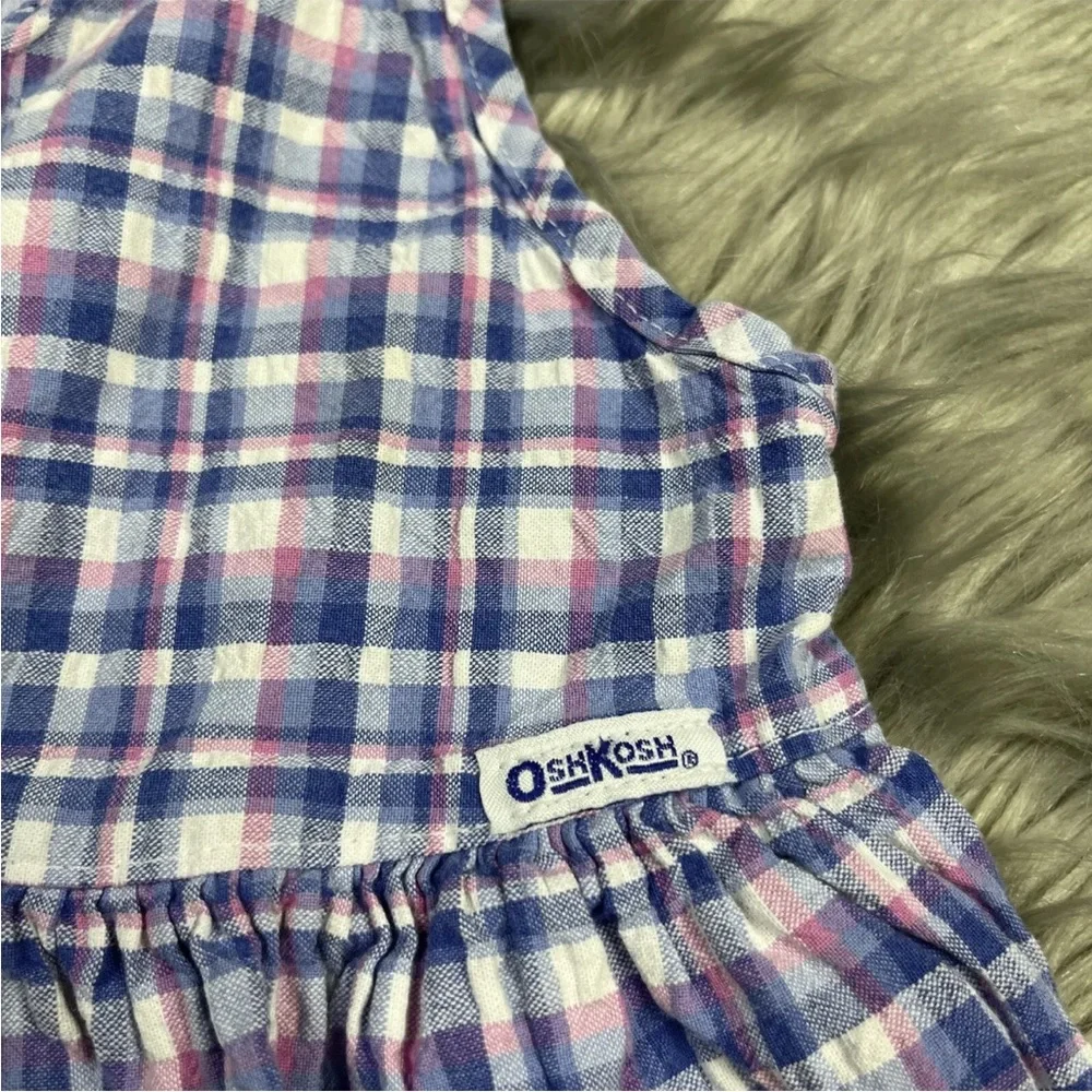 Vintage Oshkosh Made USA Multicolored Plaid Seersucker Dress
